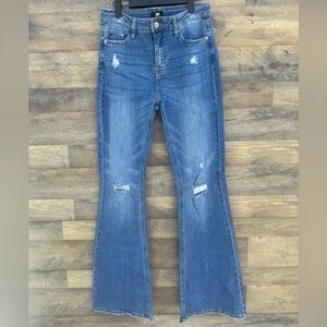 NWOT I&M Black Label Distressed Medium Wash Flared Jeans